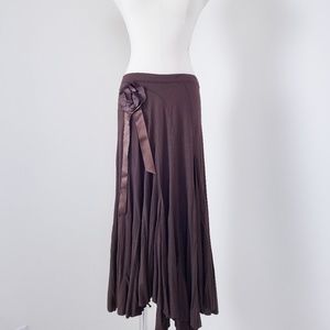 Zara brown asymmetrical skirt midi pleated fit flare low rise mid rise